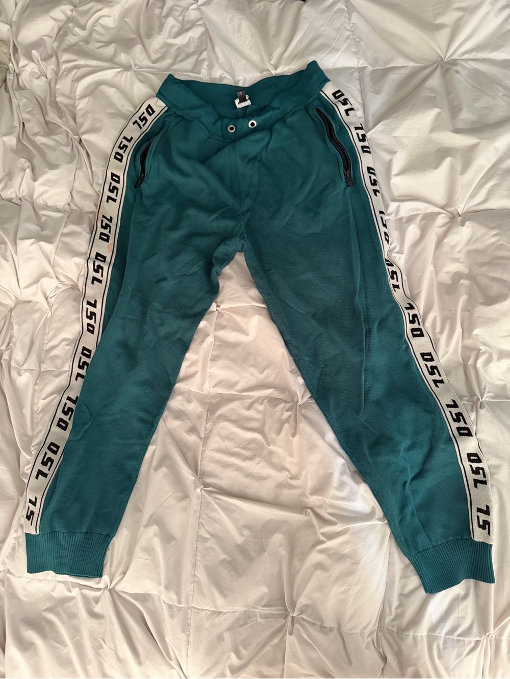 Diesel Teal Sweatpants with Contrasting Side Stripe